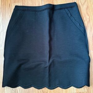 Scalloped Hem Black Skirt